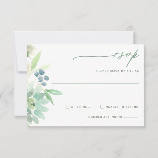 HochzeitsrSVP Succulent Cactus Watercolor RSVP Karte (Vorderseite)