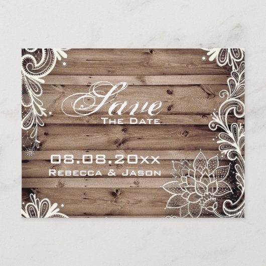 Hochzeitssaal aus Stallholz Save the Date Ankündigungspostkarte (Vorderseite)