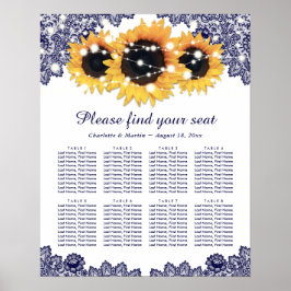 Hochzeitssaal für die Rustikale Navy Blauer Sonnen Poster