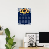 Hochzeitssaal für die Rustikale Navy Blauer Sonnen Poster (Heimbüro)