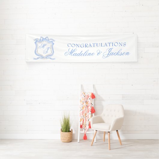 Hochzeitssache des Blue Monogram Wappen Watercolor Banner (InSitu)