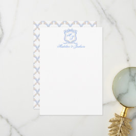 Hochzeitssache des Blue Monogram Wappen Watercolor Dankeskarte