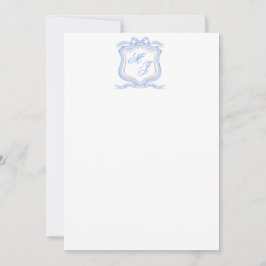 Hochzeitssache des Blue Monogram Wappen Watercolor Dankeskarte