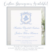 Hochzeitssache des Blue Monogram Wappen Watercolor Einladung