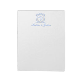 Hochzeitssache des Blue Monogram Wappen Watercolor Notizblock