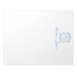 Hochzeitssache des Blue Monogram Wappen Watercolor Notizblock