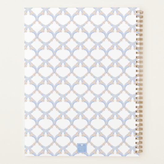 Hochzeitssache des Blue Monogram Wappen Watercolor Planer (Rückseite)