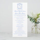Hochzeitssache des Blue Monogram Wappen Watercolor Programm (Stehend Vorderseite)