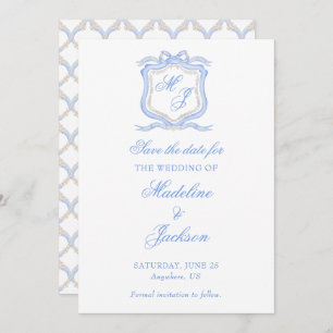 Hochzeitssache des Blue Monogram Wappen Watercolor Save The Date