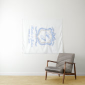 Hochzeitssache des Blue Monogram Wappen Watercolor Wandteppich (Beispiel (Horizontal))