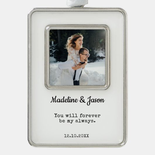 Hochzeitssache Foto | Newlyweds Rahmen-Ornament Silber (Vorderseite)