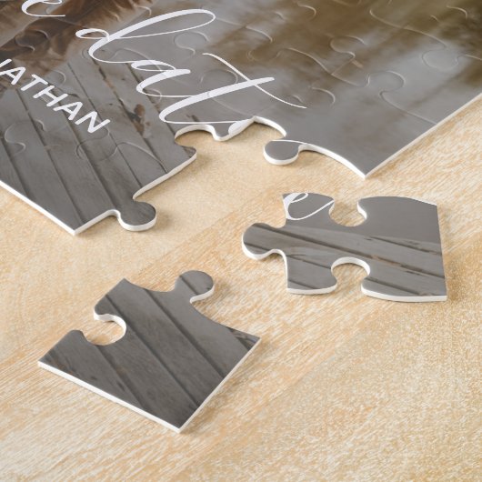 Hochzeitssache Foto-Skriptkalligrafie speichern Puzzle (Seite)