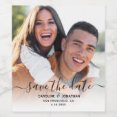 Hochzeitssache Foto-Skriptkalligrafie speichern Weinetikett (Einzelnes Label)