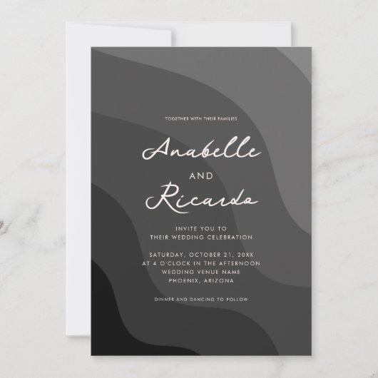 Hochzeitssache mit schwarzgrauem geometrischem QR- Einladung (Vorderseite)