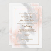 Hochzeitssache mit weichem Grau und Pfirsichwirl/G Einladung (Vorne/Hinten)