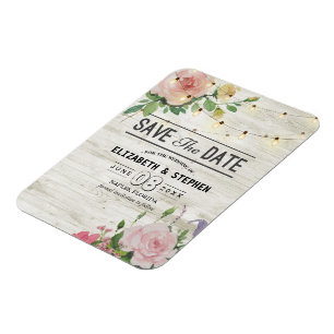 Hochzeitssache speichern der Date Wood Blume Strin Magnet