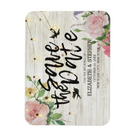 Hochzeitssache speichern der Date Wood Blume Strin Magnet