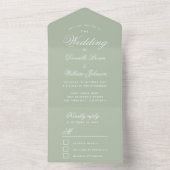 Hochzeitssage Green Elegant Script Calligraphy UAW All In One Einladung (Innen Boden)