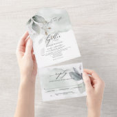 Hochzeitssage Grünes Blatt All In One Einladung (Abreißen)