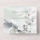 Hochzeitssage Grünes Blatt All In One Einladung (Rückseite)