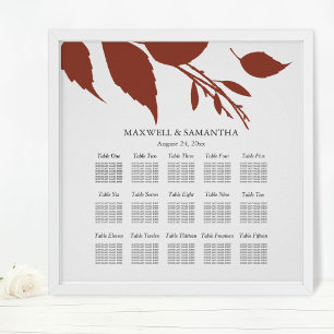 Hochzeitssaison CHART Elegant Burnt Orange Blätter Poster