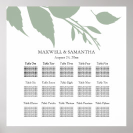 Hochzeitssaison CHART Elegantes Blätter Grün der S Poster