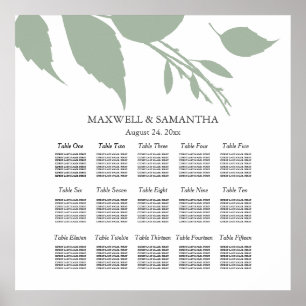 Hochzeitssaison CHART Elegantes Blätter Grün der S Poster