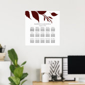 Hochzeitssaison CHART Elegantes Burgund Blätter Poster (Heimbüro)