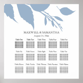 Hochzeitssaison CHART Elegantes Dusty Blue Blätter Poster