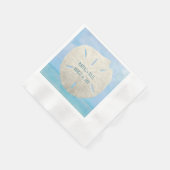 Hochzeitssand Dollar auf Aquarellmeeren Serviette (Ecke)