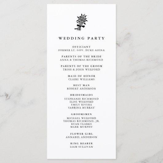 Hochzeitssandale | Hochzeitsfeierprogramm Programm (Rückseite)