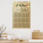 Hochzeitssatchenkarte Mason Jar String Lights Gold Poster (Küche)