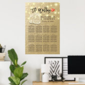 Hochzeitssatchenkarte Mason Jar String Lights Gold Poster (Heimbüro)