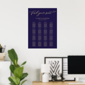 Hochzeitssatellite Schildern Chic Gold Navy Blau Poster (Heimbüro)