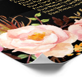 Hochzeitssattel Gold Vintage Blumenstreifen Poster (Ecke)