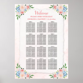 Hochzeitssattel Hydrangea Rosa Blütenblume Poster
