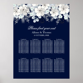 Hochzeitssattel Weiße Blume Sakura blau Poster