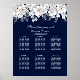Hochzeitssattel Weiße Blume Sakura blau Poster
