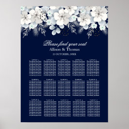 Hochzeitssattel Weiße Blume Sakura blau Poster