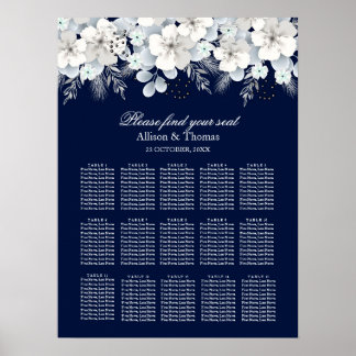 Hochzeitssattel Weiße Blume Sakura blau Poster