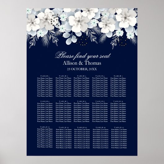 Hochzeitssattel Weiße Blume Sakura blau Poster (Vorne)