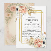 Hochzeitsschablone einfach  einladung (Vorne/Hinten)