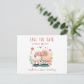 Hochzeitsschaf Save the Date Postkarte (Stehend Vorderseite)