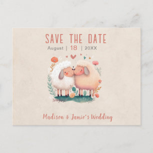 Hochzeitsschaf Save the Date Postkarte