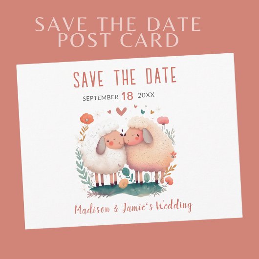 Hochzeitsschaf Save the Date Postkarte