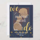 Hochzeitsschick Moderne Elegant einfach blau gelb Einladung (Rückseite)