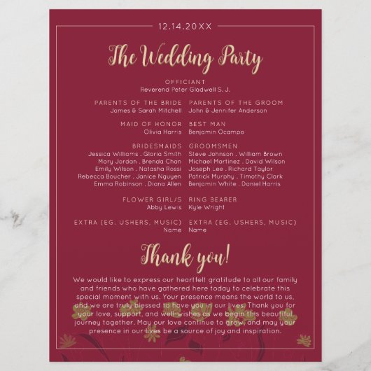 Hochzeitsschick Moderne Elegante Einfache Rote Win (Rückseite)