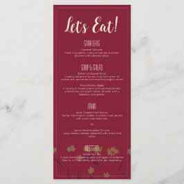 Hochzeitsschick Moderne Elegante Einfache Rote Win Menükarte