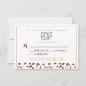 Hochzeitsschick Moderne Elegante Einfache Rote Win RSVP Karte (Rückseite)