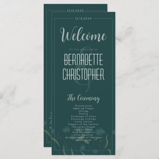 Hochzeitsschick Moderne Elegante Simple Green Emer (Vorne/Hinten)